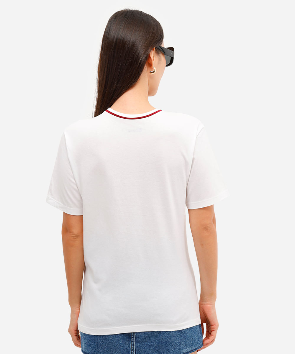 camiseta feminina de algodão california manga curta off white