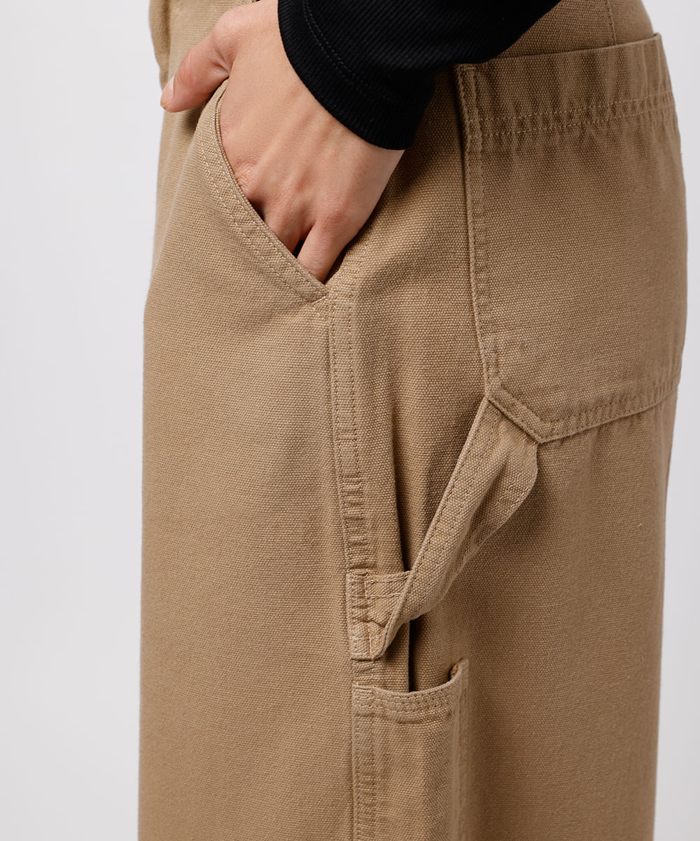 calça reta feminina de sarja mindset bege