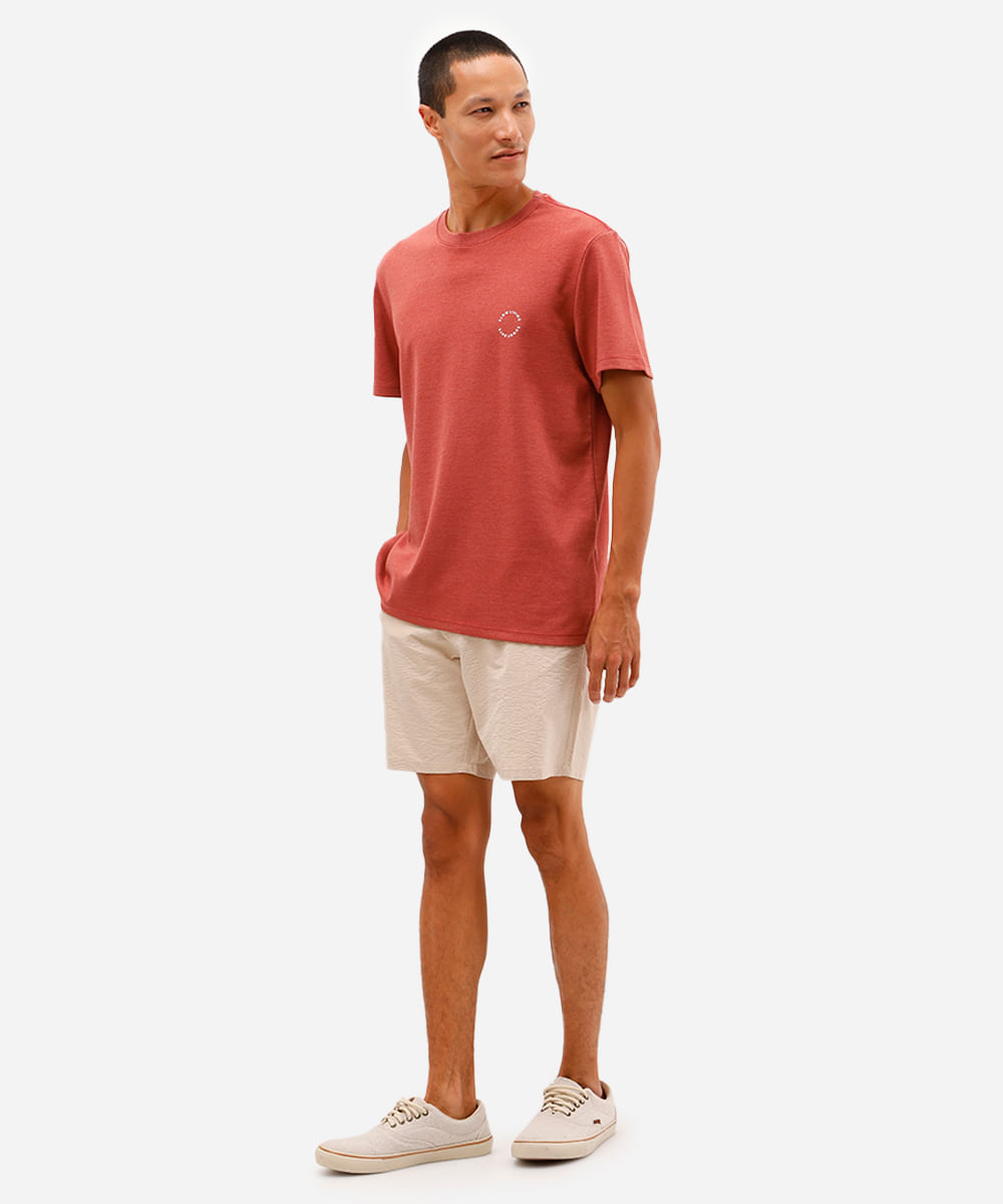 camiseta masculina de algodão manga curta coqueiro vermelha