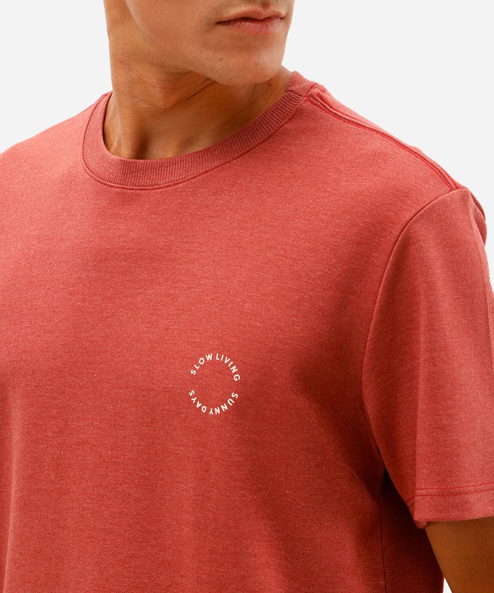 camiseta masculina de algodão manga curta coqueiro vermelha