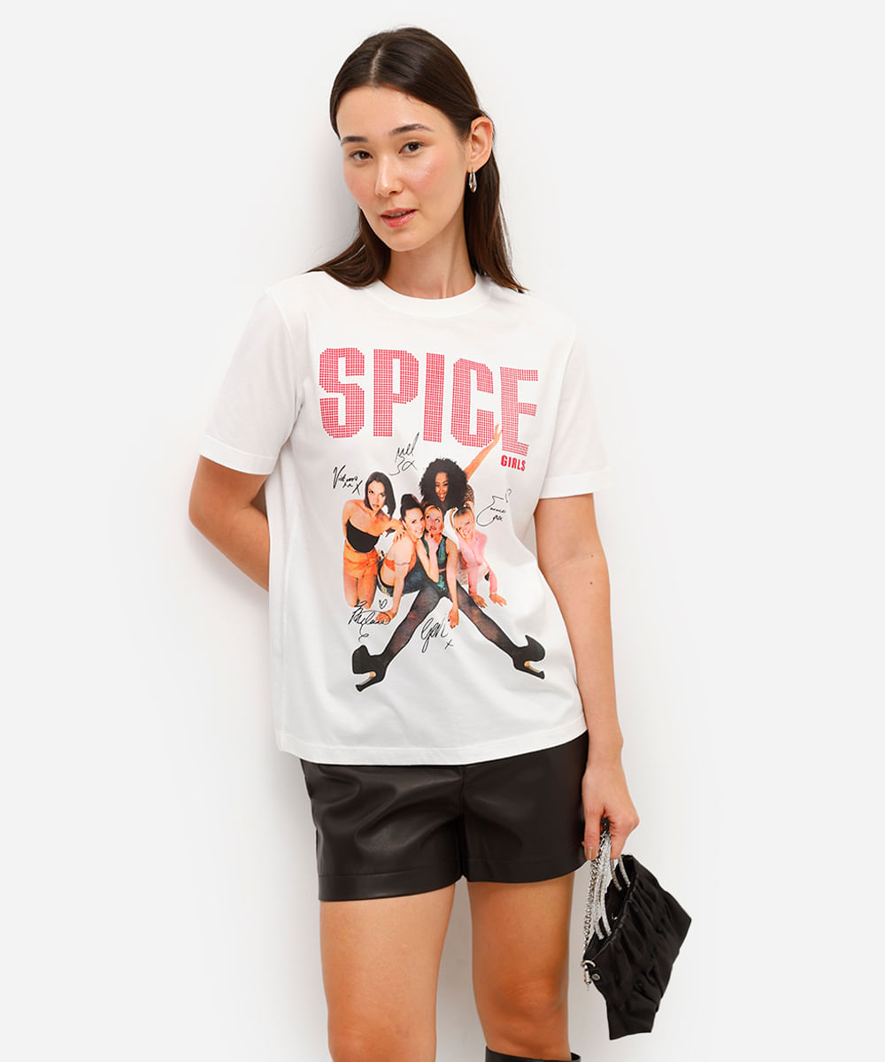 camiseta feminina de algodão spice girls off white