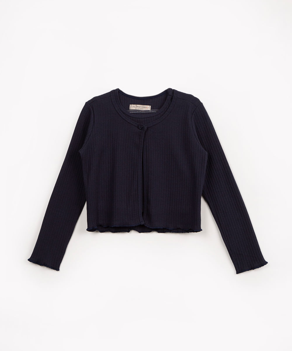 regata infantil com cardigan manga longa azul