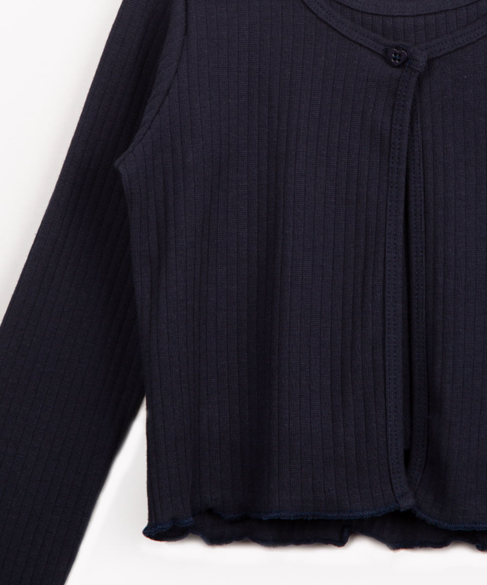 regata infantil com cardigan manga longa azul