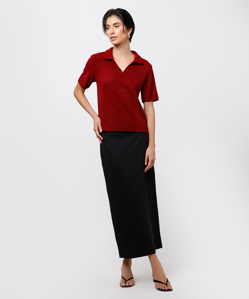 polo feminina de tricot mindset vinho