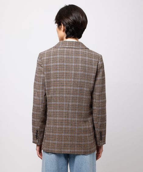 blazer feminino de alfaiataria xadrez mindset marrom