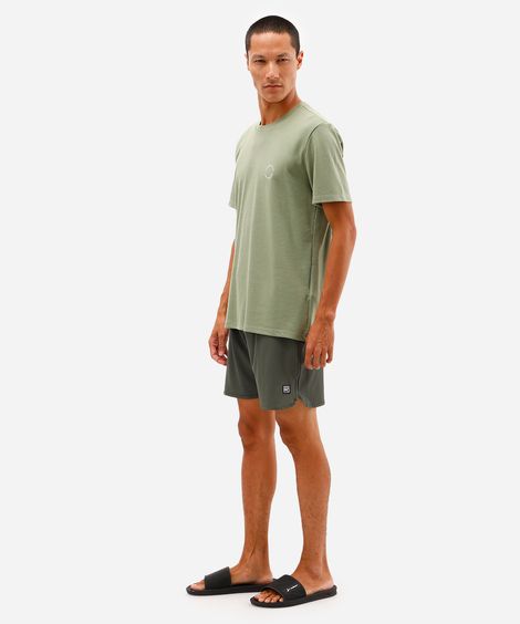 short masculino cós elástico bolso com zíper verde