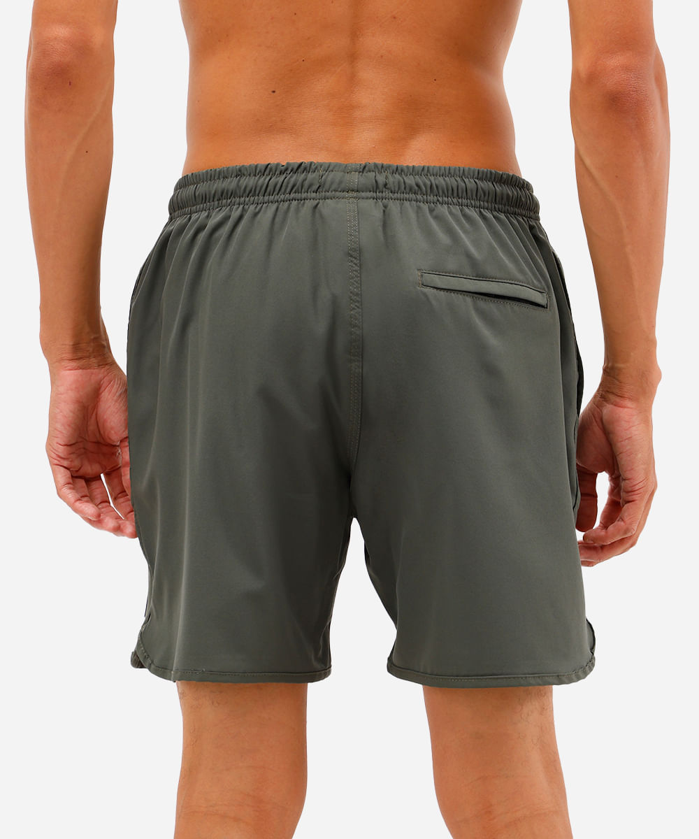 short masculino cós elástico bolso com zíper verde
