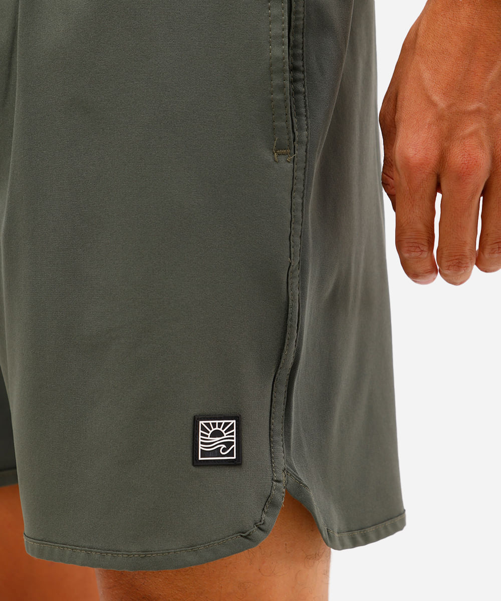 short masculino cós elástico bolso com zíper verde
