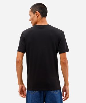 camiseta básica masculina de algodão peruano gola v preta