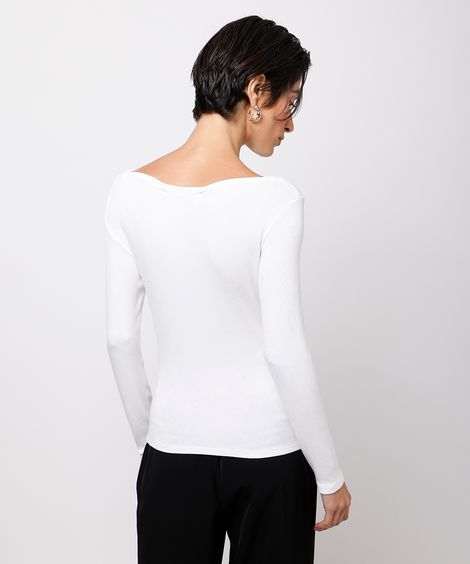 blusa feminina de viscose manga longa franzida mindset branca