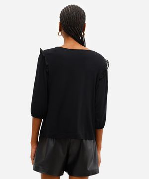 bata feminina de viscose com recorte preta