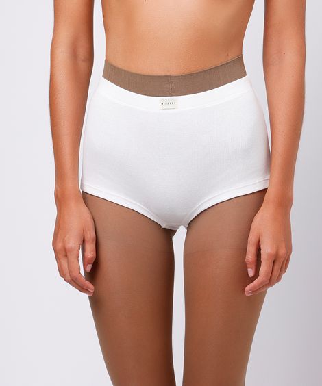 calcinha hot pant feminina de algodão canelada mindset off white
