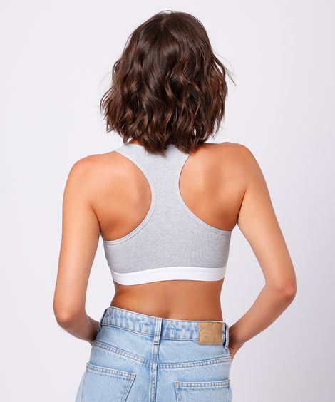 sutiã nadador feminino com algodão mindset cinza