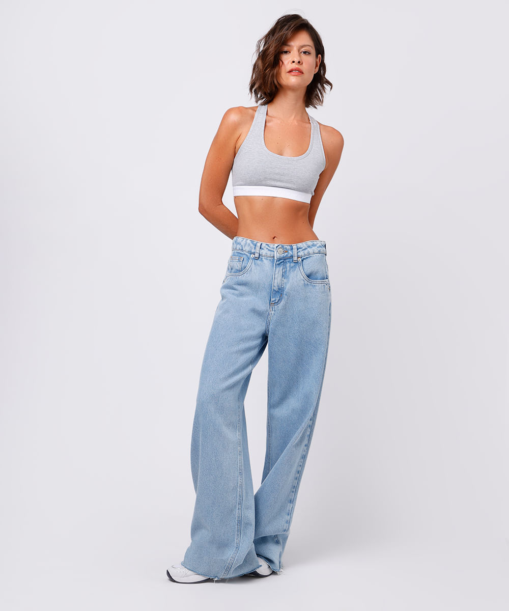 sutiã nadador feminino com algodão mindset cinza