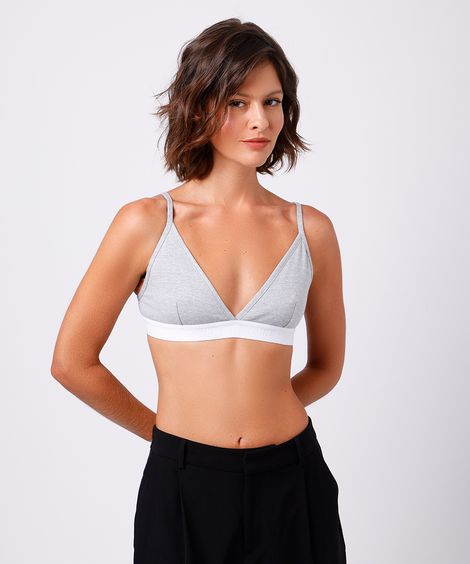 sutiã triângulo feminino com algodão mindset cinza