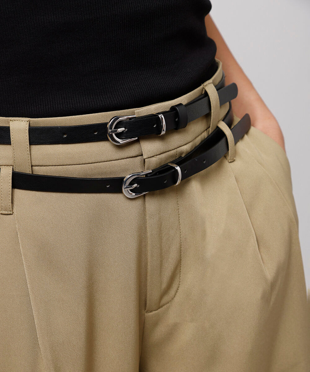 calça reta feminina de alfaiataria com cintos mindset verde