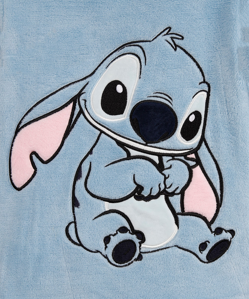 pijama longo infantil de fleece stitch azul