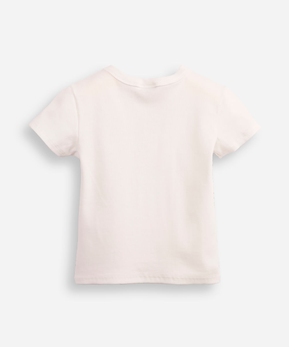blusa de algodão juvenil canelada off white