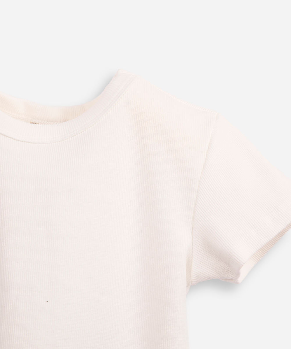 blusa de algodão juvenil canelada off white