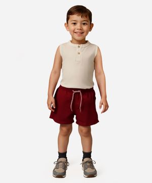 regata de algodão infantil com botão bege