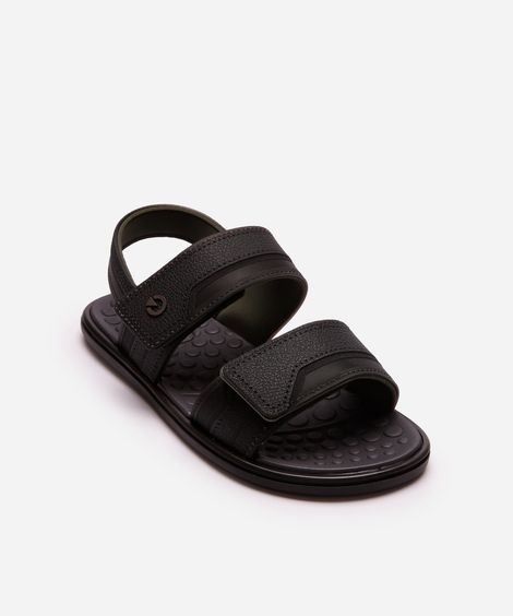 sandália masculina com velcro veneto cartago preta