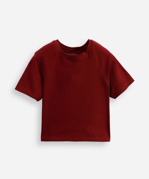 cropped de algodão juvenil manga raglan vinho