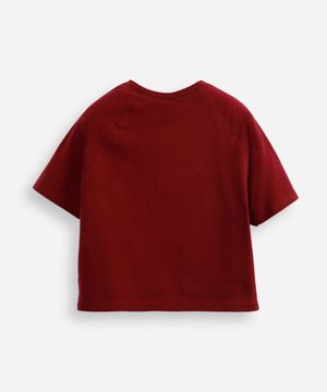 cropped de algodão juvenil manga raglan vinho