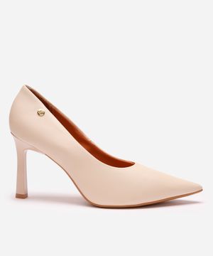 scarpin vizzano bico fino salto alto bege