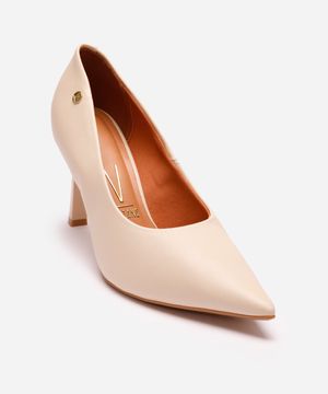 scarpin vizzano bico fino salto alto bege