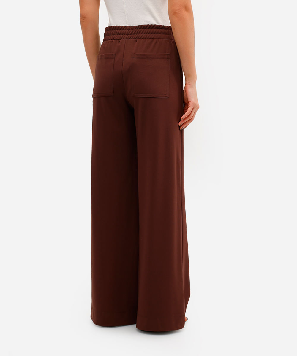 calça wide leg feminina com recorte cintura alta