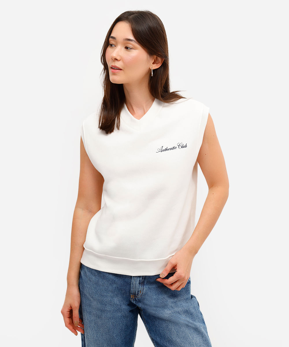 colete feminino de moletom authentic club off white