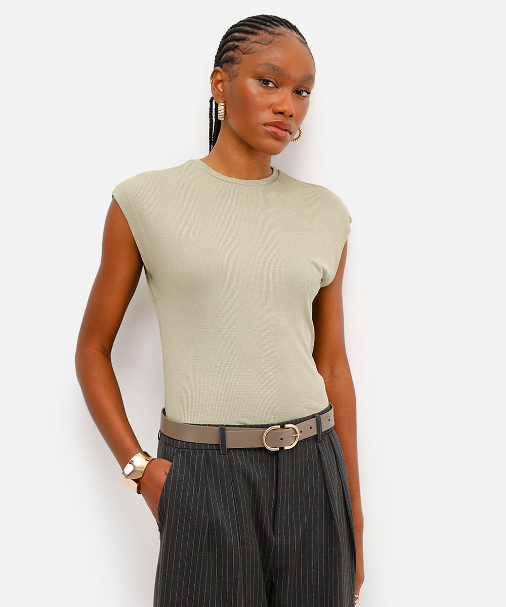 blusa muscle tee feminina de viscose canelada verde