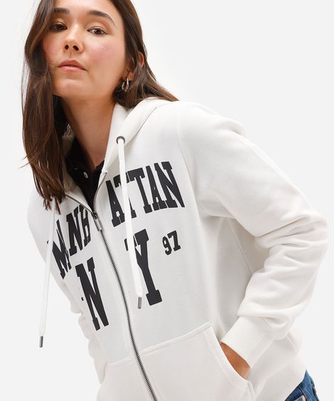 jaqueta feminina de moletom manhattan off white