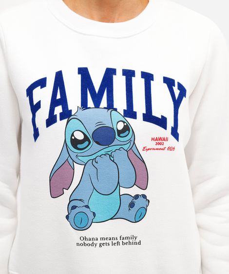 blusão feminino de moletom stitch off white
