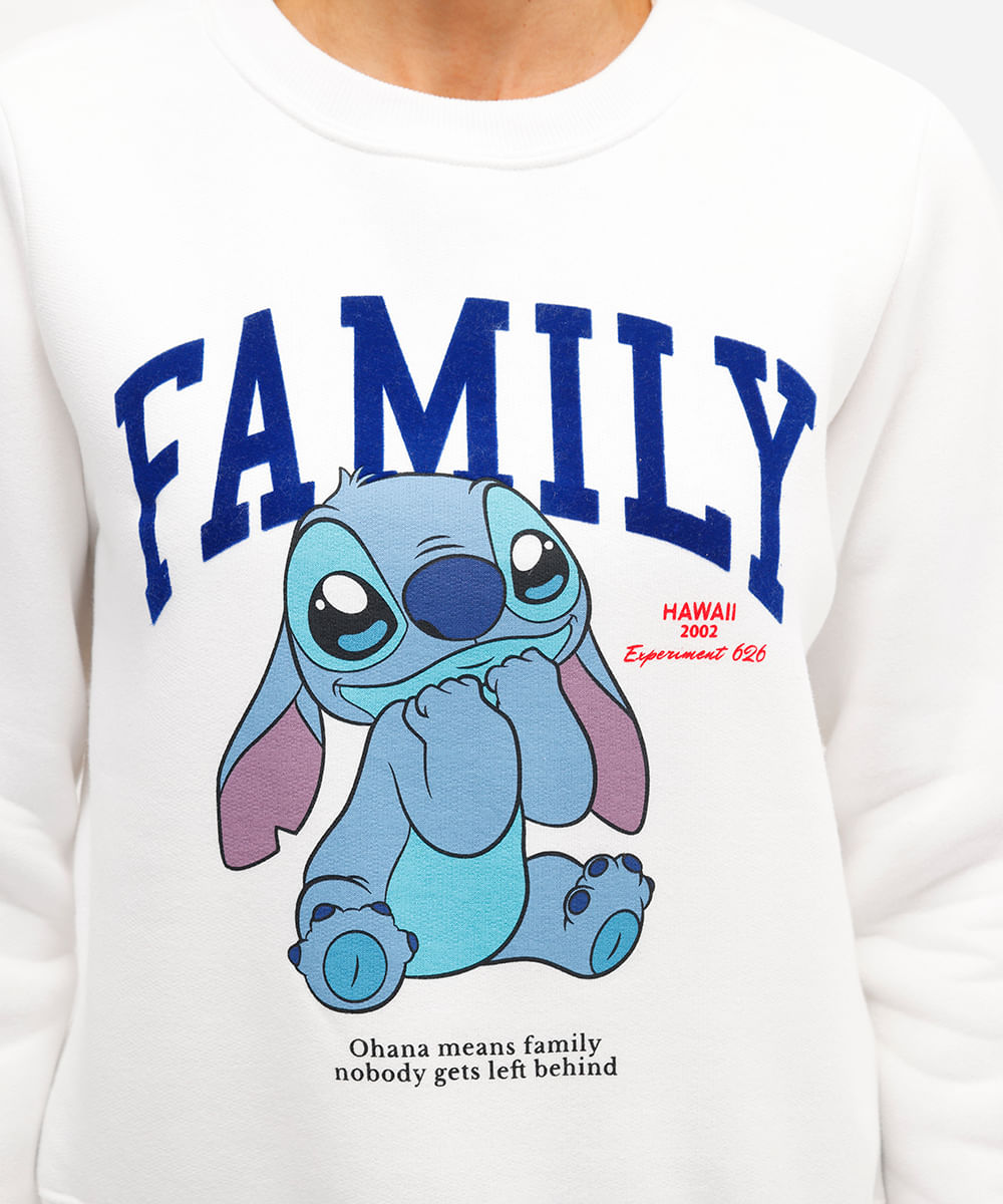 blusão feminino de moletom stitch off white