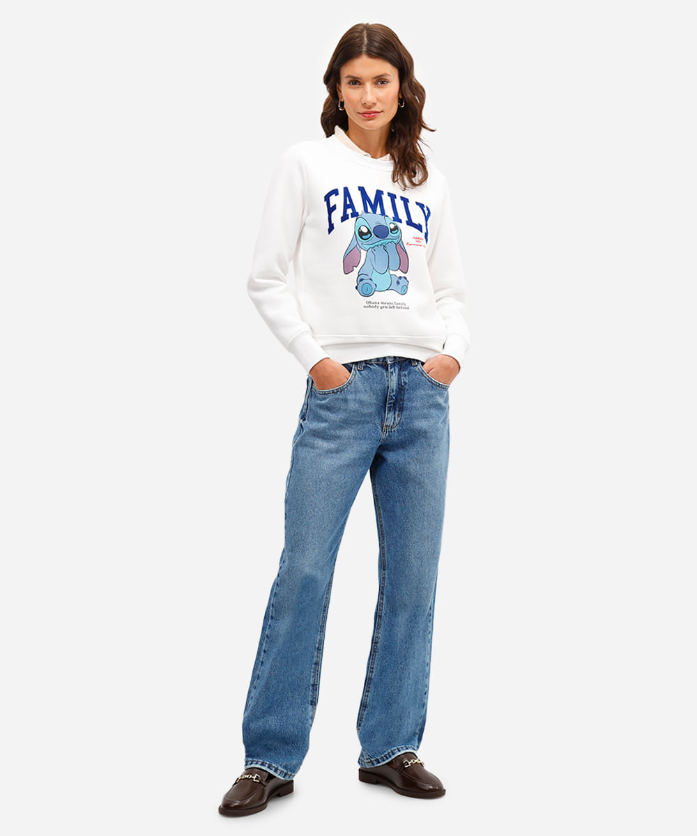 blusão feminino de moletom stitch off white