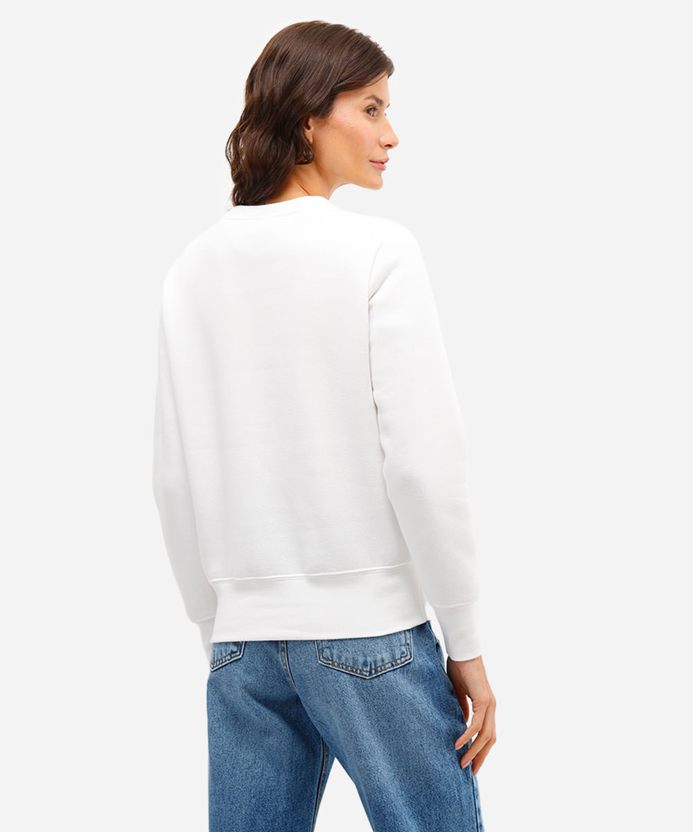 blusão feminino de moletom stitch off white