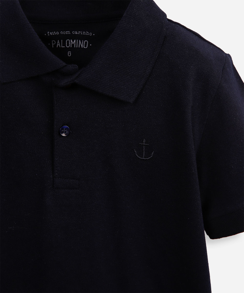 polo de algodão infantil âncora azul