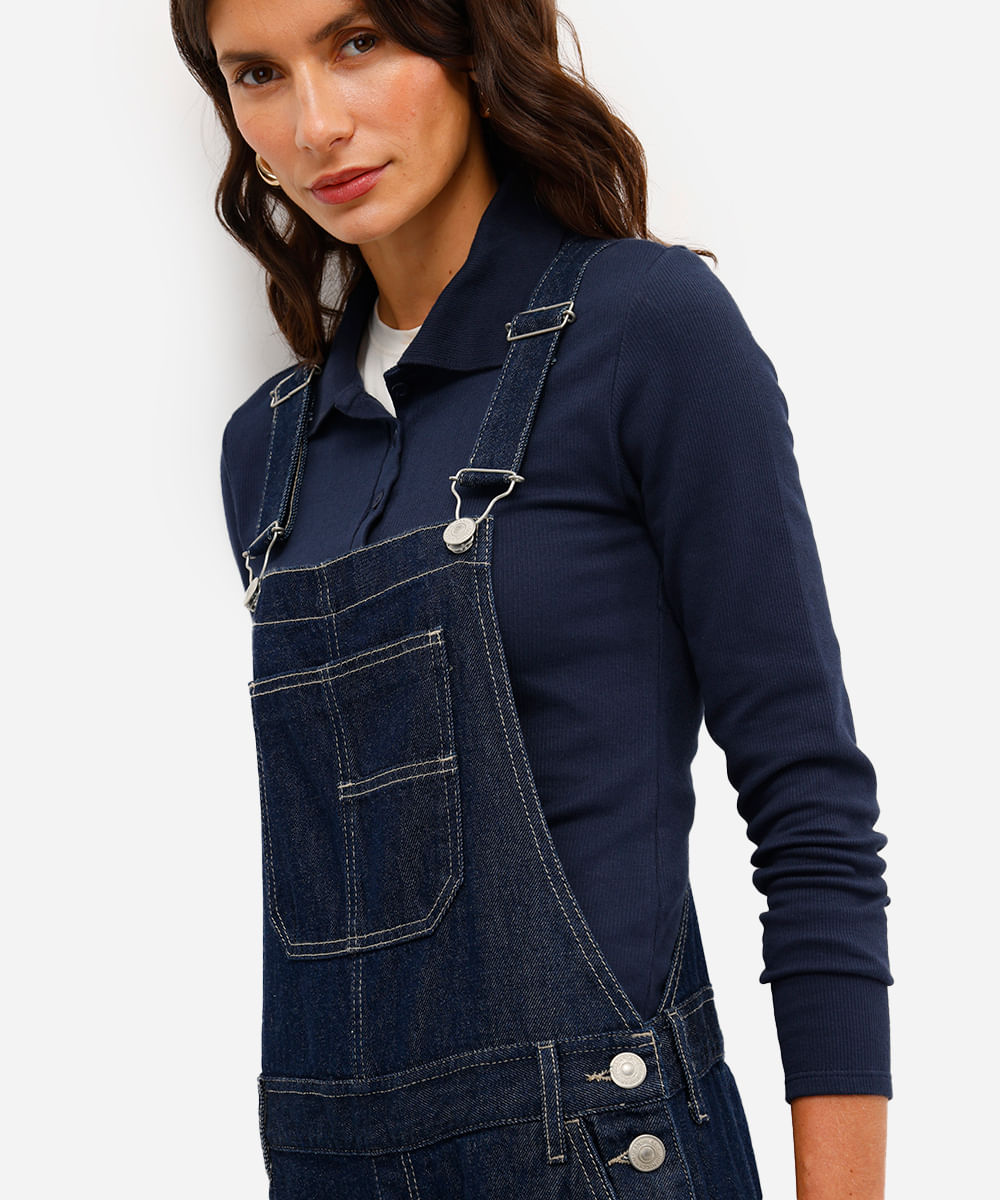 jardineira longa feminina jeans azul