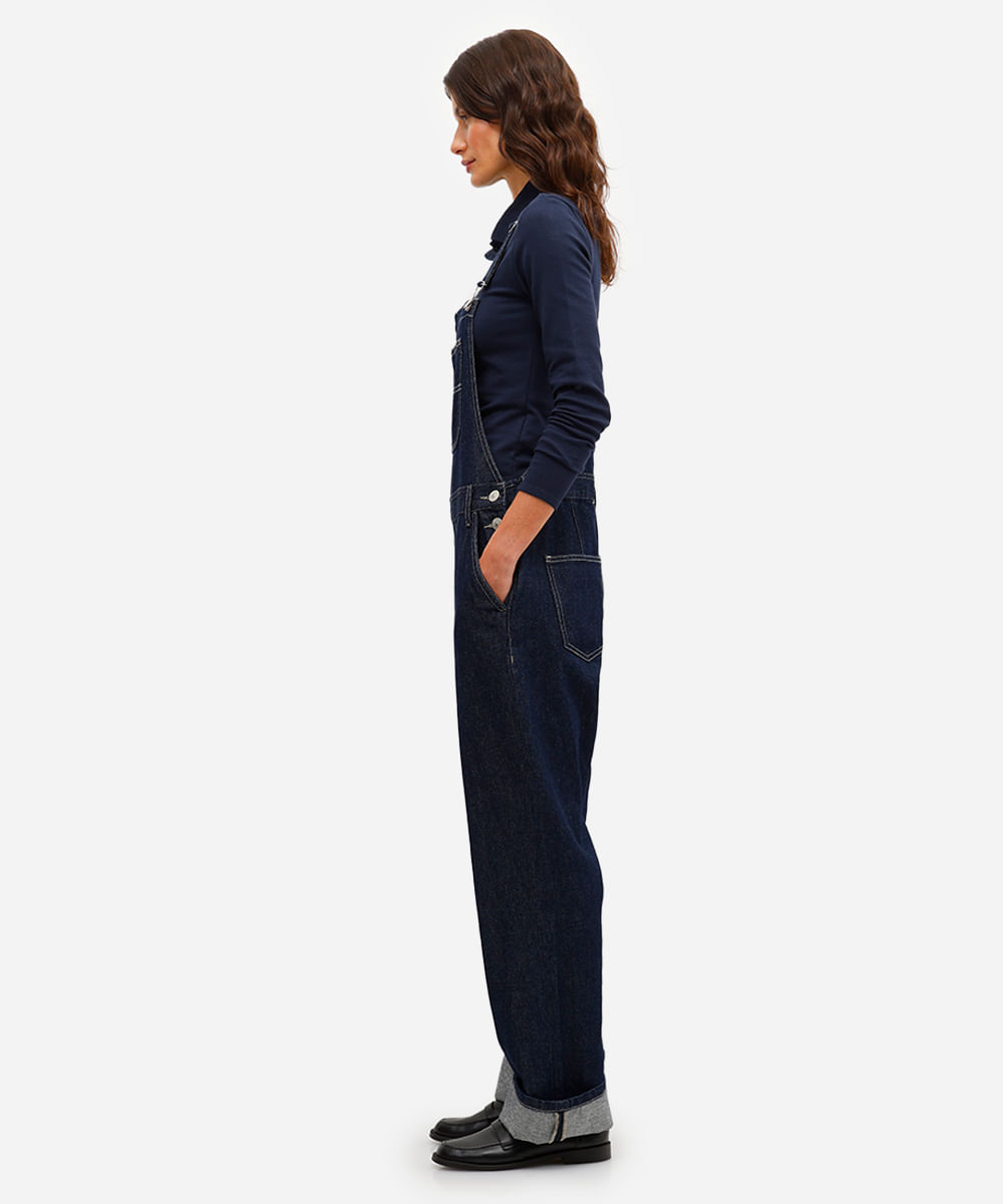 jardineira longa feminina jeans azul