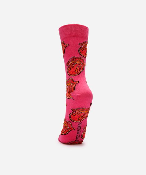 meia masculina cano alto the rolling stones rosa