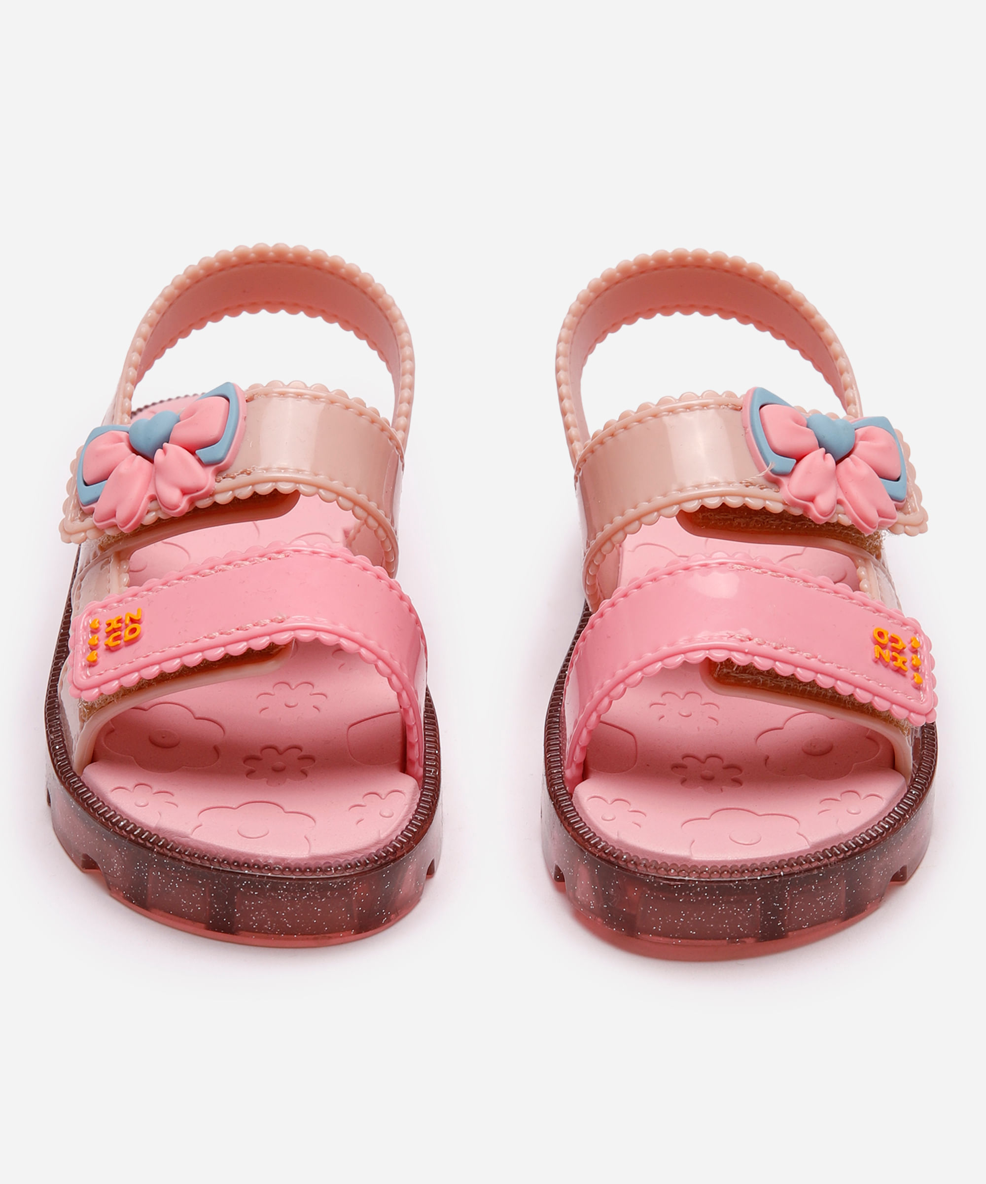 sandália infantil com velcro lacinho rosa
