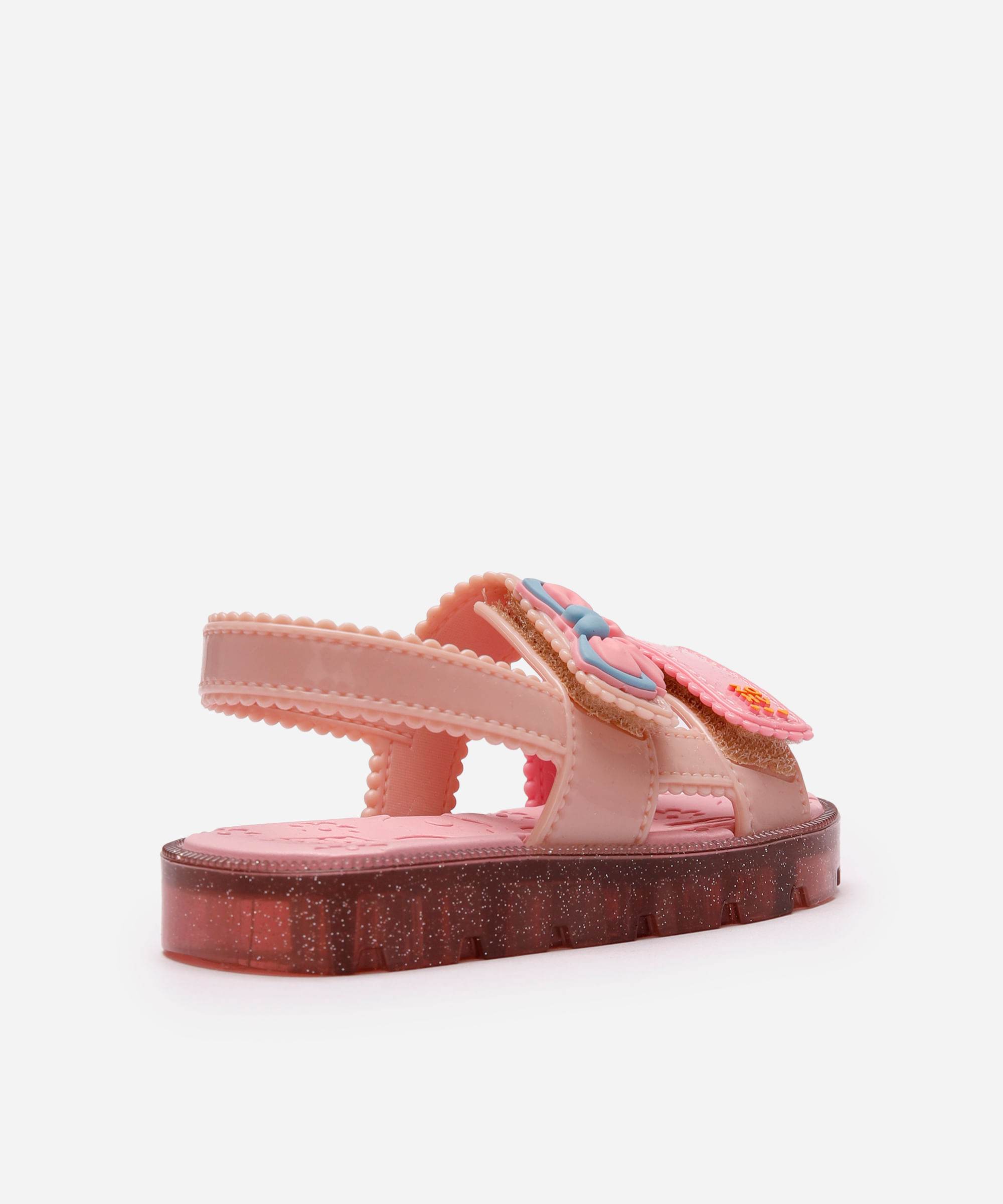 sandália infantil com velcro lacinho rosa