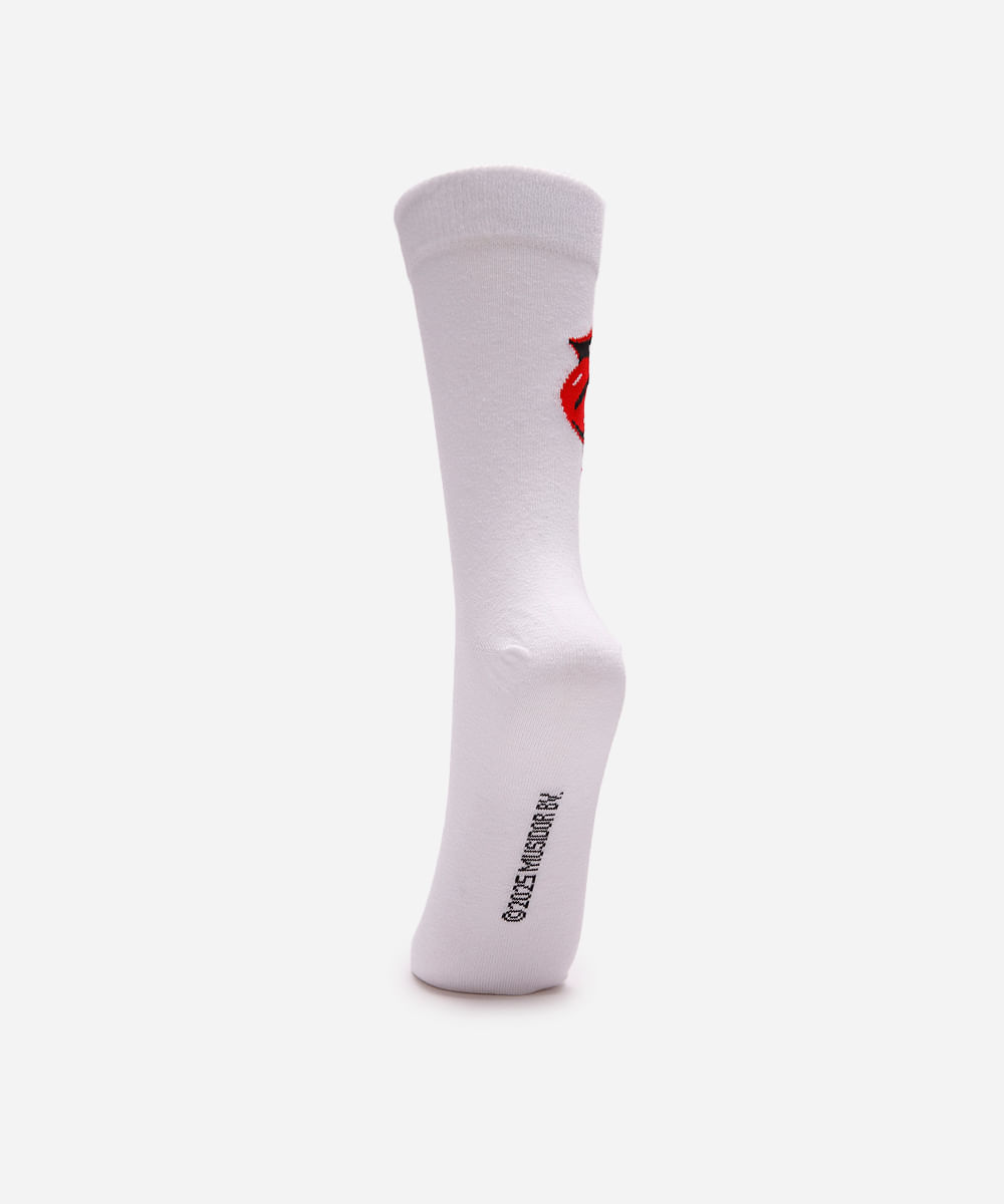 meia masculina cano longo the rolling stones branca