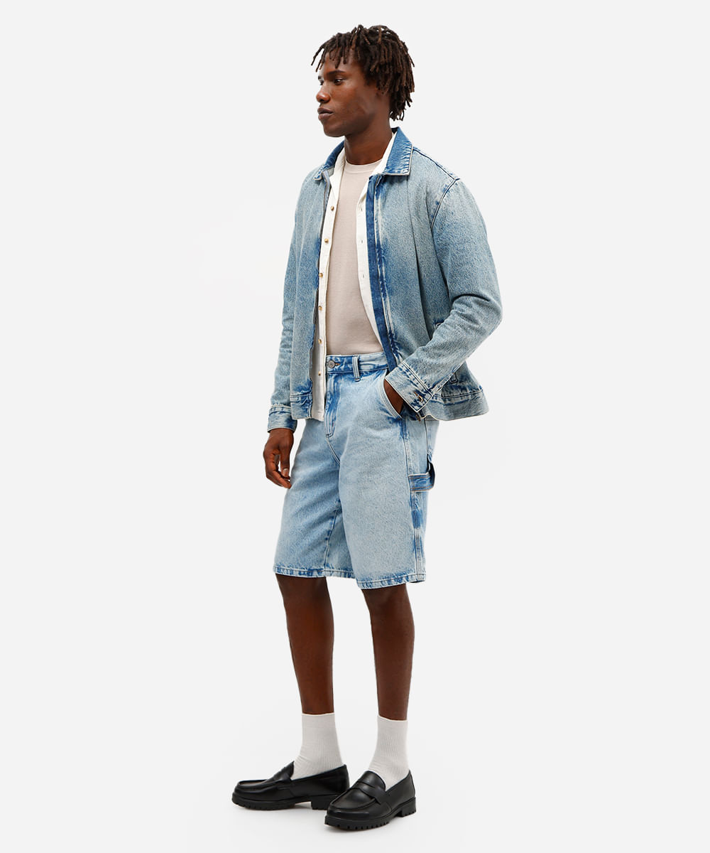 bermuda baggy masculina jeans azul