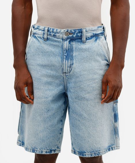 bermuda baggy masculina jeans azul