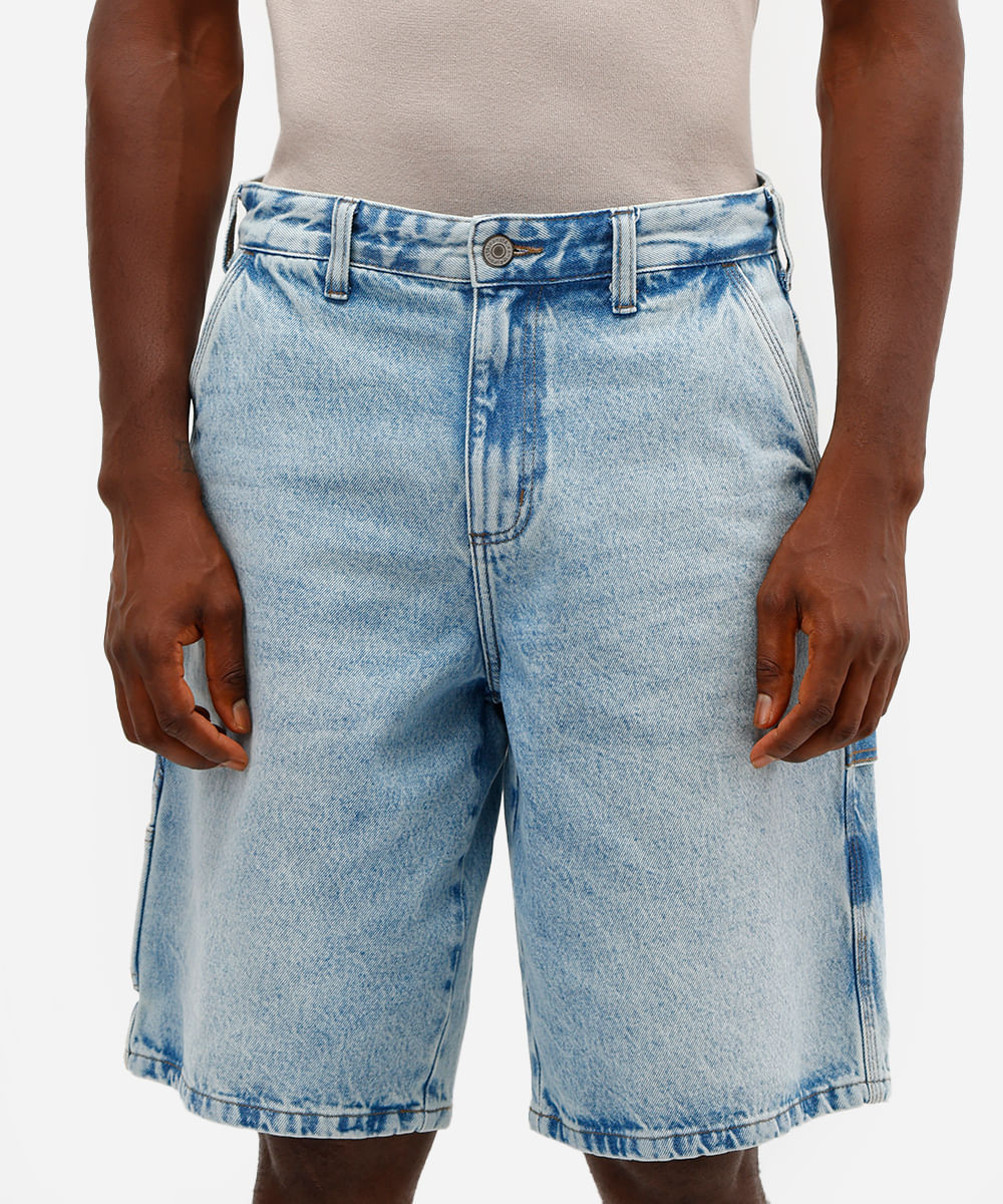 bermuda baggy masculina jeans azul