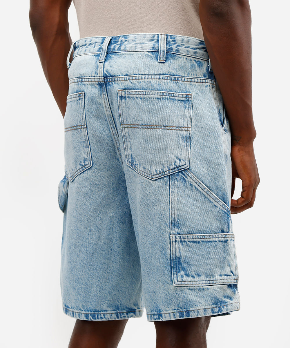 bermuda baggy masculina jeans azul