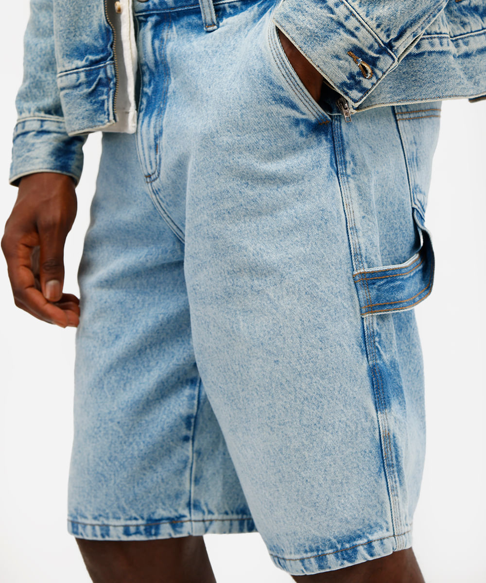 bermuda baggy masculina jeans azul
