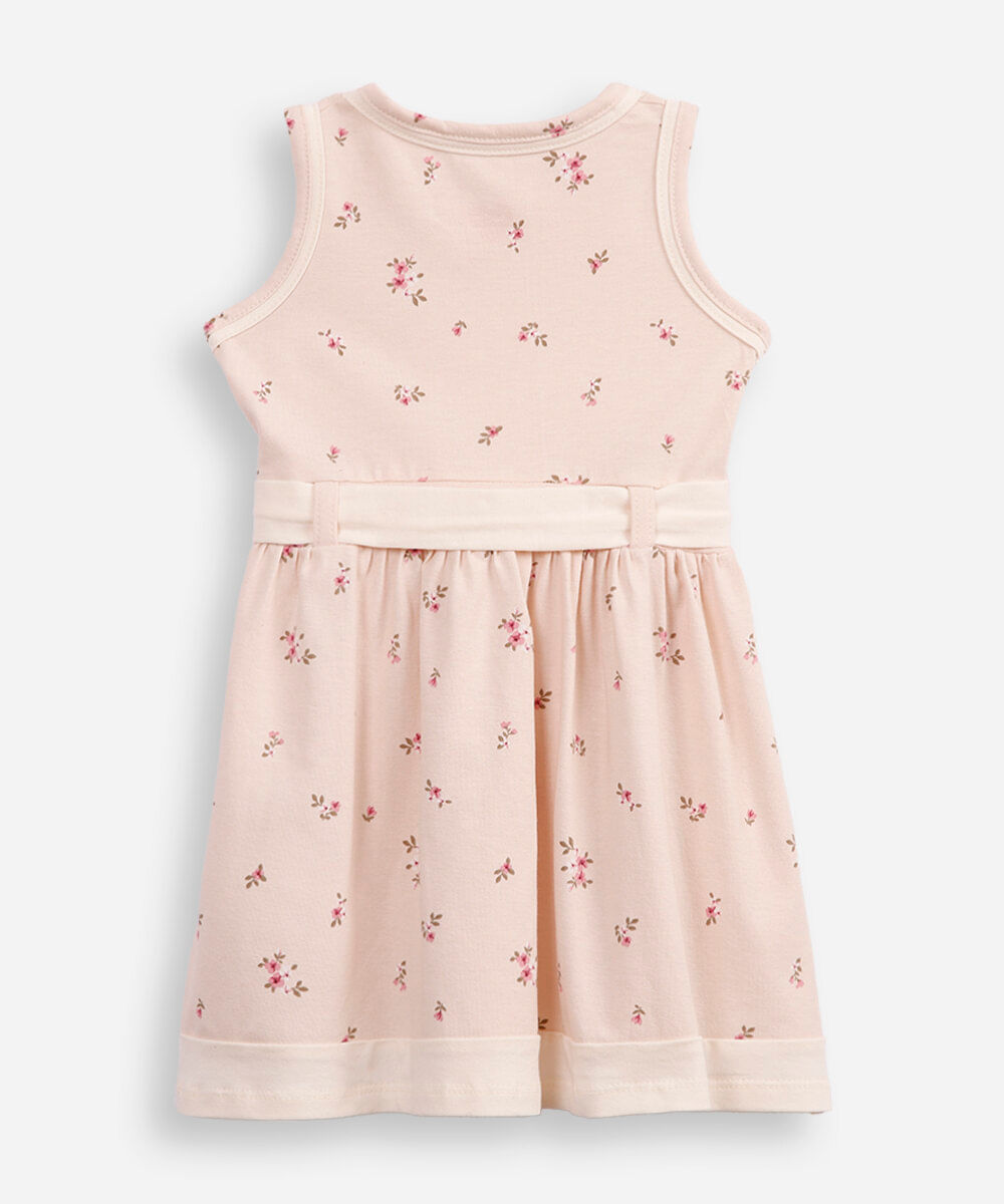 vestido de algodão infantil floral bege